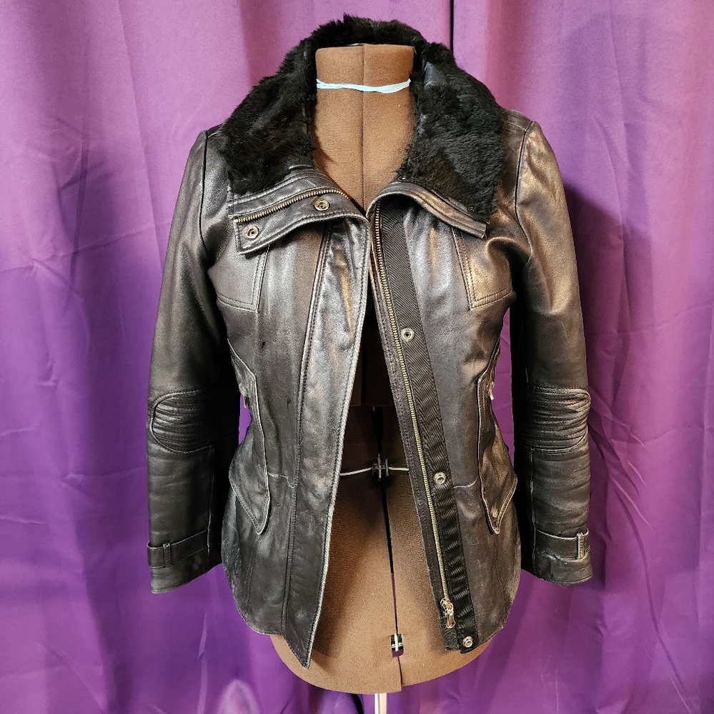 Women's Black Danier Leather Jacket